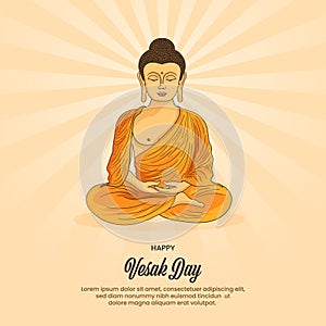Vesak Day Creative Concept for Card or Banner. Vesak Day is a holy day for Buddhists. Happy Vesak Day with Siddhartha Gautama