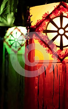 Vesak lanterns bokeh effect night photograp photo