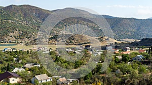 Veseloe village near Sudak. View of village Veseloe on the Black Sea coast