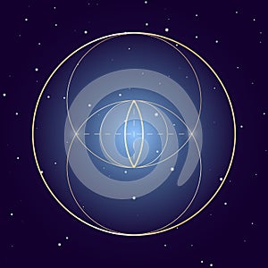 Vesica Piscis symbol of sacred geometry, vector element for design