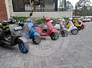 Vespa motor club parking lot view image