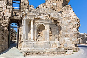 Vespasian gate to the ancient city of Side, Turkey