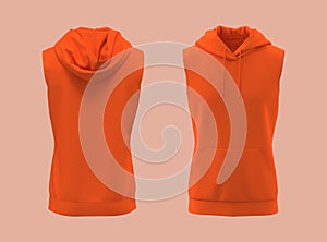 Vest hooded sweatshirt mockup for print, 3d rendering, 3d illustration