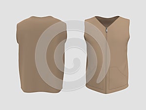 Vest jacket mockup front and back views