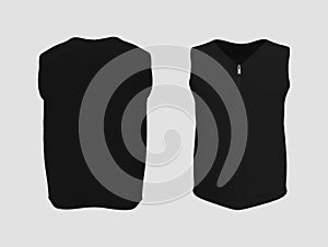 Vest jacket mockup front and back views, 3d illustration