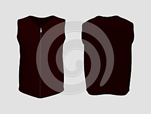 Vest jacket mockup front and back views, 3d illustration, 3d rendering