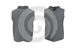 Vest jacket mockup front and back views, 3d illustration, 3d rendering