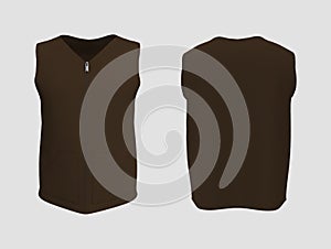 Vest jacket mockup front and back views, 3d illustration, 3d rendering