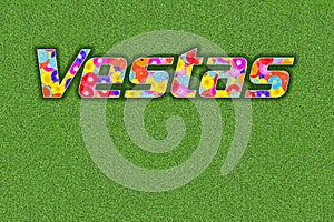 Vestas Logo with colorful flowers on green background