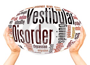 Vestibular disorder word cloud hand sphere concept photo