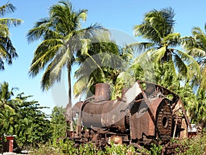 Vestige of an old locomotive in the West Indies. photo