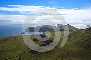 Vestmannaeyjar island beach day view, Iceland landscape