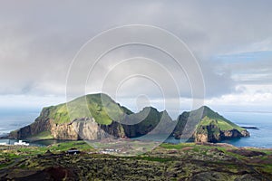 Vestmannaeyjar island beach day view, Iceland landscape