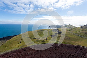 Vestmannaeyjar island beach day view, Iceland landscape