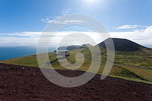 Vestmannaeyjar island beach day view, Iceland landscape