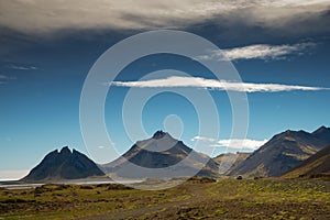 Vestrahorn Stockknes mountain range ,Batman Mountain ,Iceland Summer.