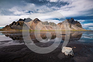 Vestrahorn Stockknes mountain range ,Batman Mountain ,Iceland Summer.