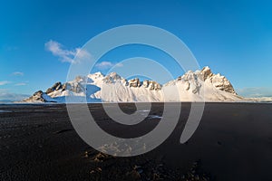 Vestrahorn in a wintersetting on a bright winter day