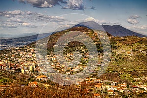 Vesuvius overlooking village and bay