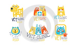 Vet Clinic Original Label Design Vector Set