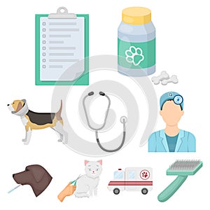 Vet clinic. Treatment of sick animals. Hospital for animals.Vet clinic icon in set collection on cartoon style vector