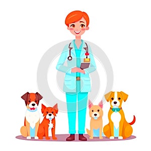 Vet Doctor and patients dogs