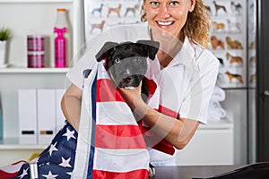 Vet with his dog American Staffordshire