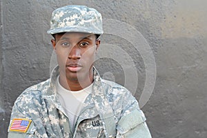 Veteran African American Soldier Isolated