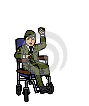 Veteran military person with disability on wheelchair