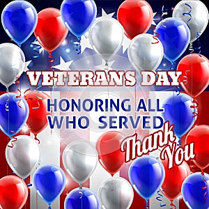 Veterans Day American Flag Balloons Background
