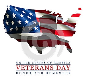 Veterans Day Art Logo American Flag USA Outline