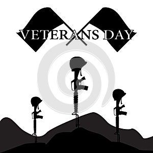 Veterans day background ,flag ,weapons and helmets