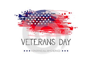 Veterans Day Celebration National American Holiday Banner Over Usa Flag Background