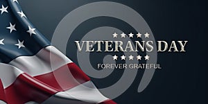 Veterans Day Concept with USA flag on dark background