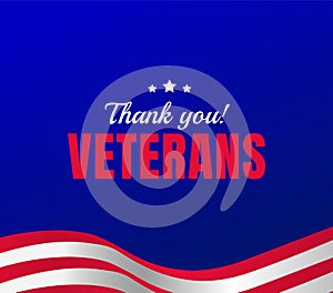 Veterans day greeting card or web banner template. Thank you! - Vector