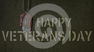 Veterans Day. Grunge military dog tag. US army. 3D illustration