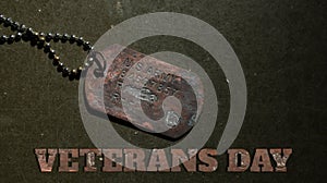 Veterans Day. Grunge military dog tag. USA army.