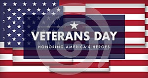 Veterans Day Holiday Logo Header Headline Logotype American Flag 3D