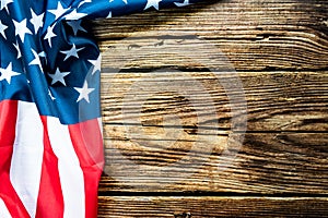 Veterans day. Honoring all who served. American flag on wooden background