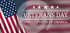 Veterans Day on national flag background. USA holidays. 3d illustration