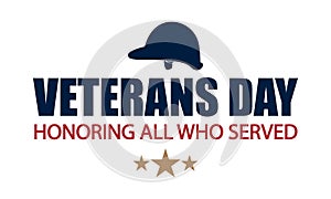 veterans day typography and soldier helmet