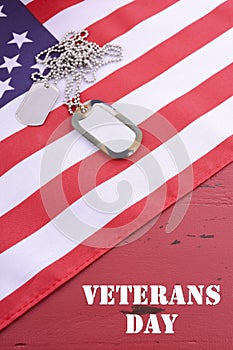 Veterans Day USA Flag with dog tags