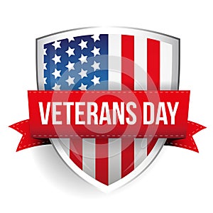 Veterans Day on USA flag shield
