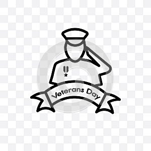 Veterans Day vector linear icon isolated on transparent background, Veterans Day transparency concept can be used for web and mobi