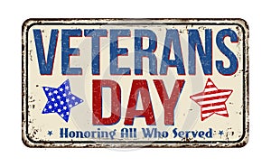 Veterans day vintage metal sign