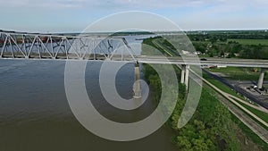 Veterans Memorial Bridge Gramercy Bridge in Louisiana, Mississippi River in Background