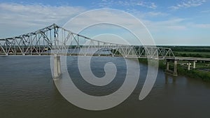 Veterans Memorial Bridge Gramercy Bridge in Louisiana, Mississippi River in Background II