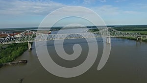 Veterans Memorial Bridge Gramercy Bridge in Louisiana, Mississippi River in Background VII