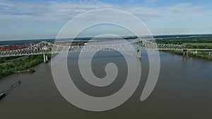 Veterans Memorial Bridge Gramercy Bridge in Louisiana, Mississippi River in Background VIII