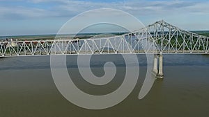 Veterans Memorial Bridge Gramercy Bridge in Louisiana, Mississippi River in Background XV